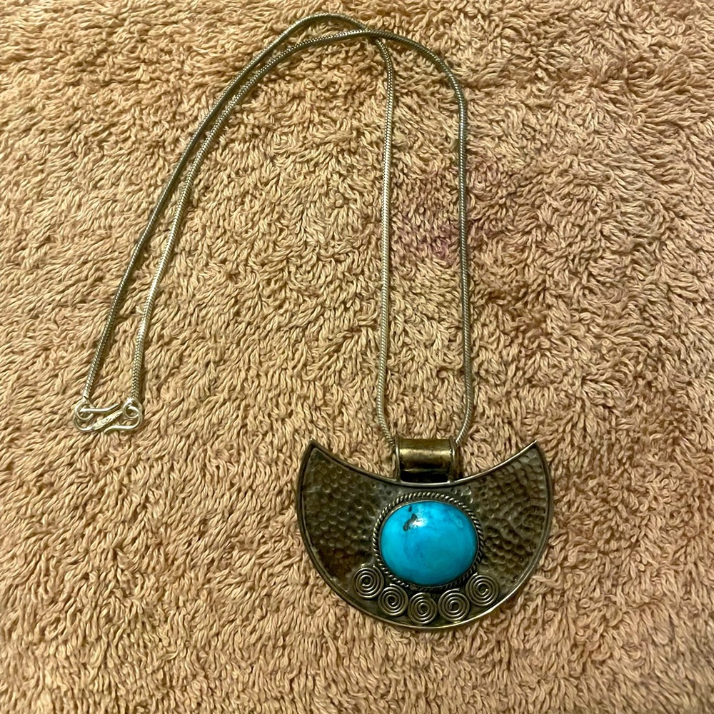 Vintage turquoise sterling silver necklace